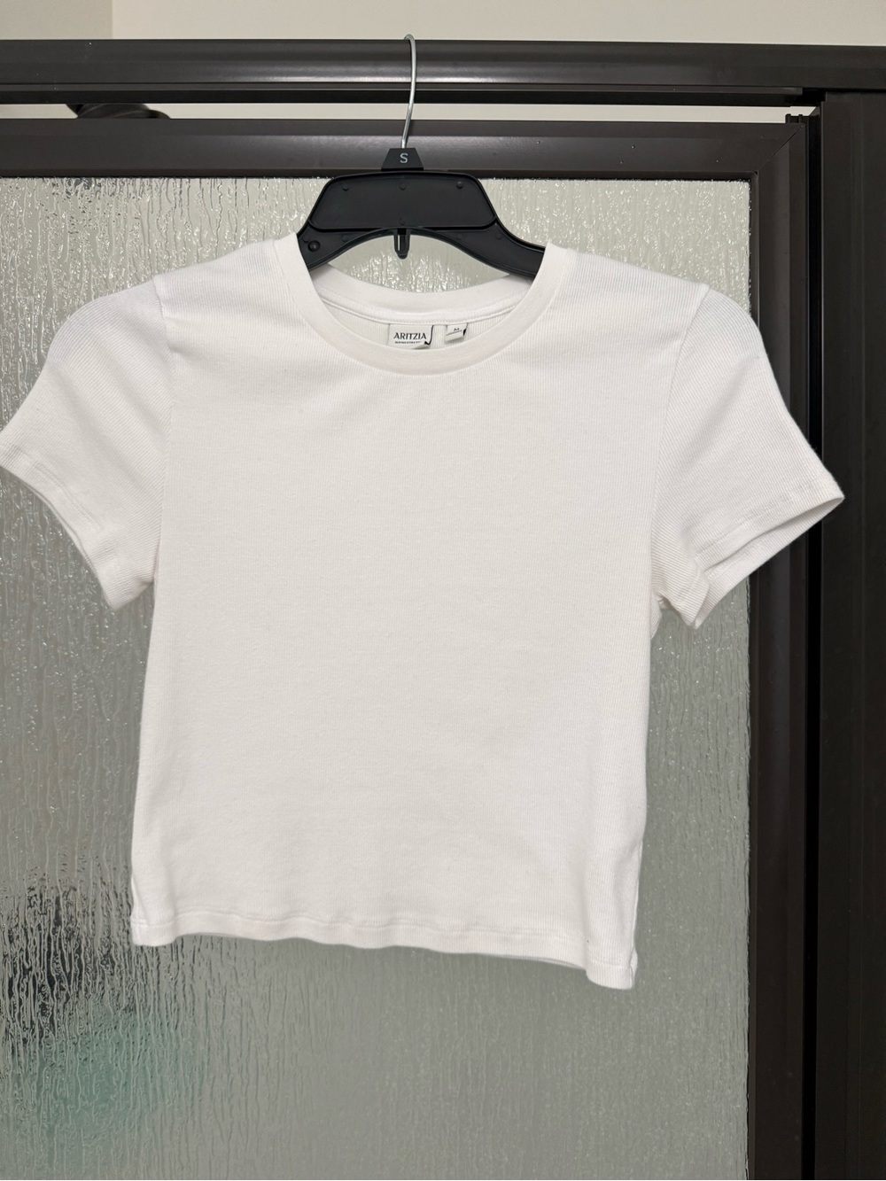 Aritzia Kids White Ribbed Short-Sleeve Tee